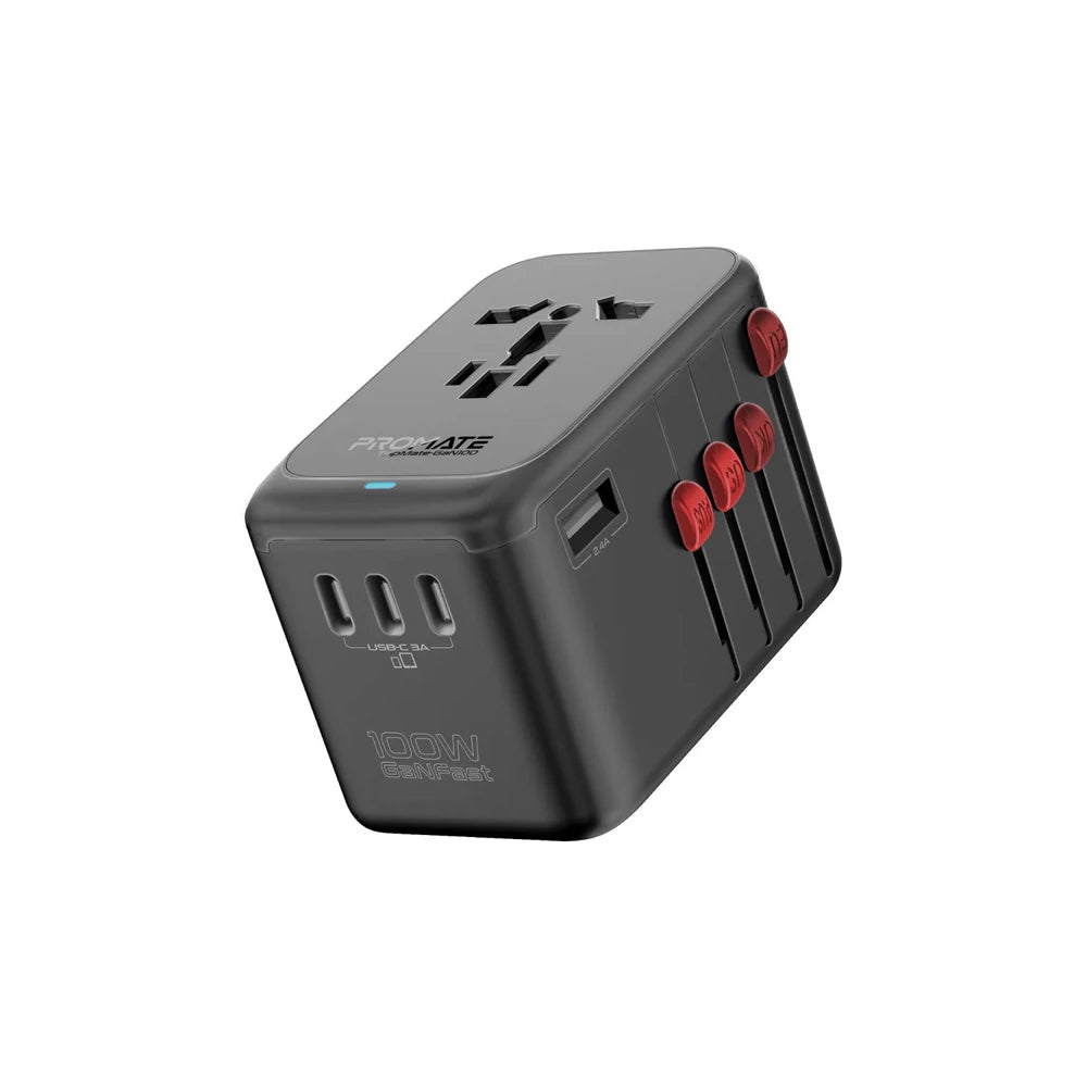 Promate TripMate-GaN100 100W Power Delivery GaNFast™ Multi-Port Travel Adapter